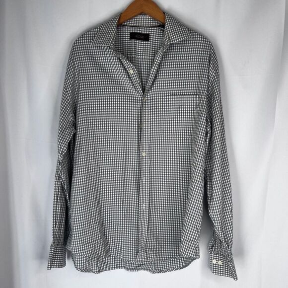 Tasso Elba Plaid Long Sleeve 100% Cotton Button Front Shirt Size Large - Picture 9 of 9